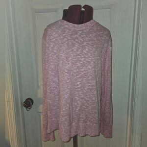 J. Crew Pink White Marbled Cotton Blend Crew Neck Knit Sweater Size Medium